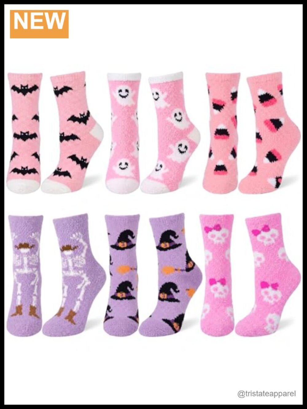 6 Pairs Fluffy Microfiber Fuzzy Crew Socks Halloween Winter Warm
